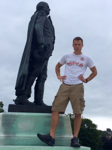 Andy posing with his main man outside the State House